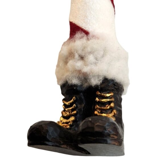 14" Santa Claus Candy Cane Ornament Glitter Details & Bell Vintage Realistic Fac - Picture 10 of 11